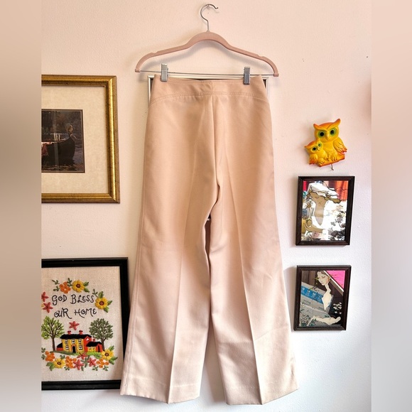 Vintage 1970s High-Waisted Cream Wool Blend Flares – Chris Allan Paris - Picture 3 of 8